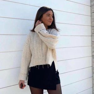 Zara Rhinestone Embellished Openwork Knit Sweater